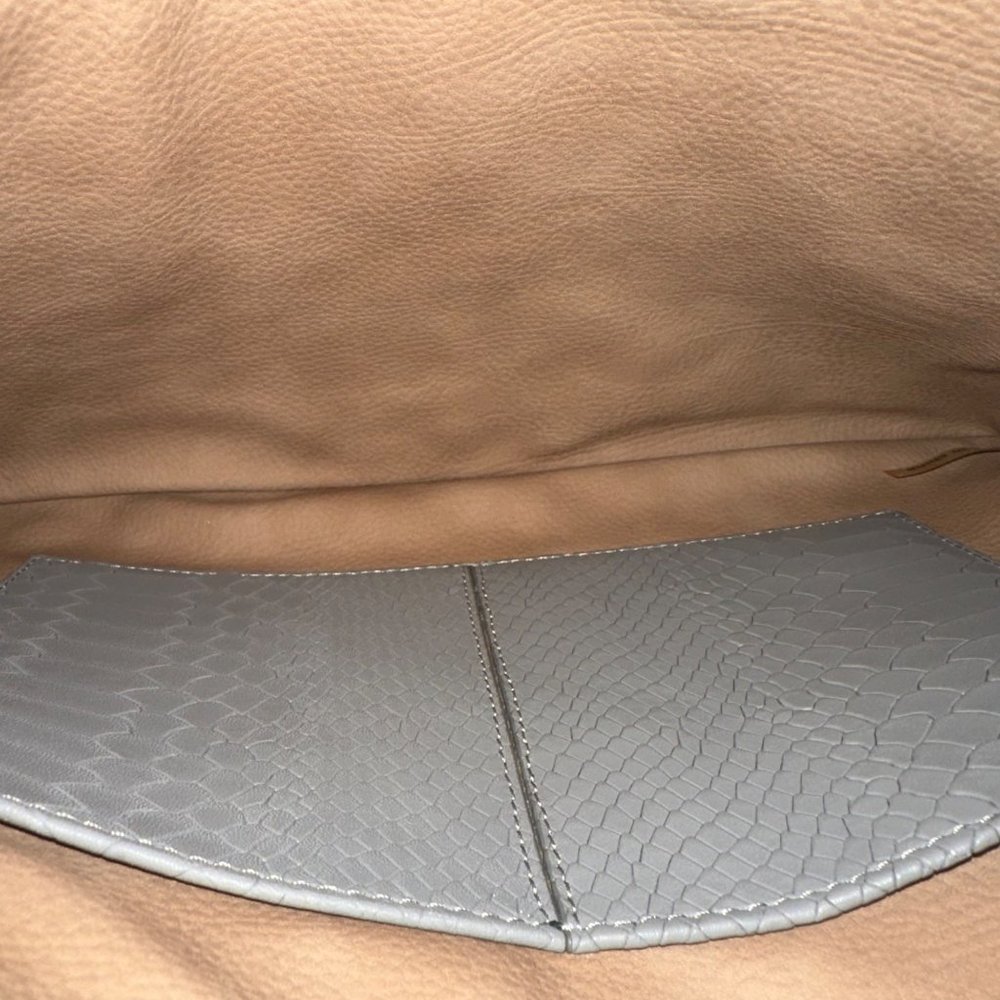 GiGi UBER Python Embossed Leather Clutch In Stone - Picture 5 of 6